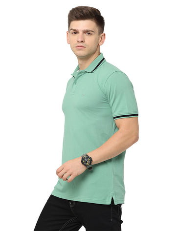 Men Polo Plain Rich Cotton T-Shirt - Shadow green