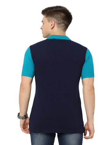 Men Polo Plain Rich Cotton T-Shirt - Blue/Navy