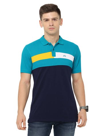 Men Polo Plain Rich Cotton T-Shirt - Blue/Navy
