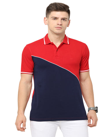 Men Polo Pure Rich Cotton T-Shirt Red & Navy