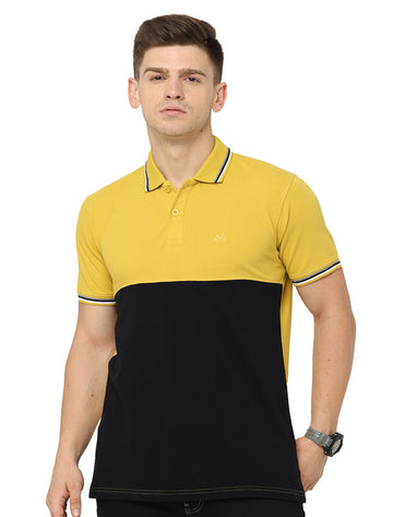 Men Polo Pure Rich Cotton T-Shirt  Yellow & Black