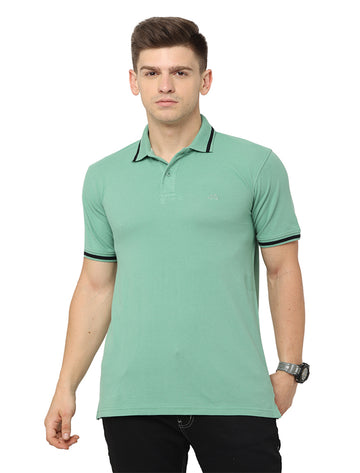 Men Polo Plain Rich Cotton T-Shirt - Shadow green