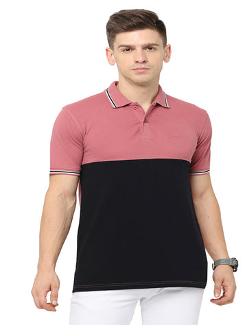 Men Polo Pure Rich Cotton T-Shirt  Pink & Black