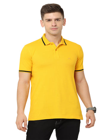 Men Polo Plain Rich Cotton T-Shirt - Yellow