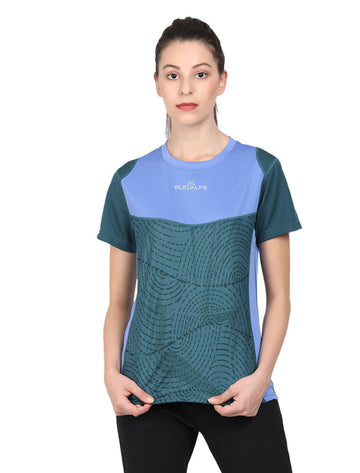 Women Activewear Round Neck Half Sleeve T-Shirt - Print