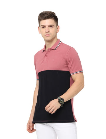 Men Polo Pure Rich Cotton T-Shirt  Pink & Black