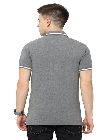 Men Polo Pure Rich Cotton T-Shirt  Gray melange
