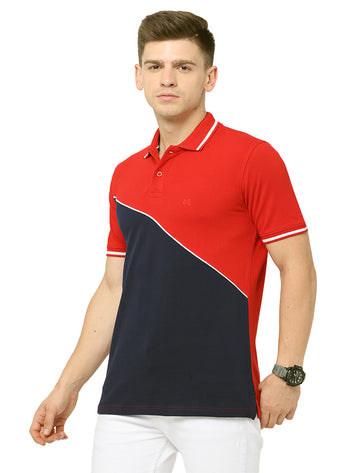 Men Polo Pure Rich Cotton T-Shirt Red & Navy
