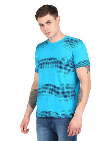 Men Round Neck Half Sleeve T-Shirt with Printed