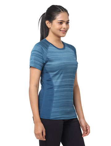 Women Active Wear T Shirt - Gray Blue