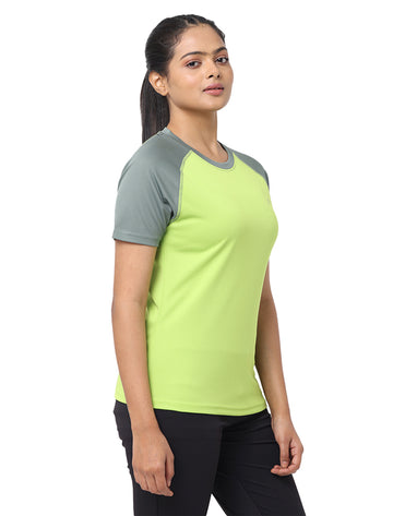 Women Active Wear T Shirt - Gray/ green