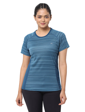 Women Activewear Round Neck T Shirt - Gym Workout Clothes - Bleualps